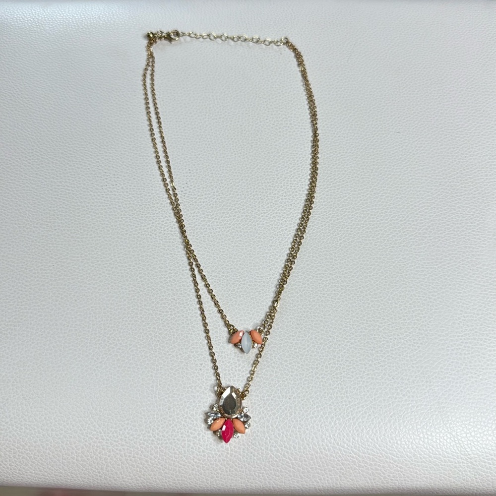 Two tier coral and pink summer necklace